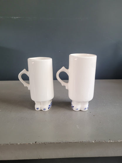 Paire de chopes Delft Blaw peintes à la main - Ref 673