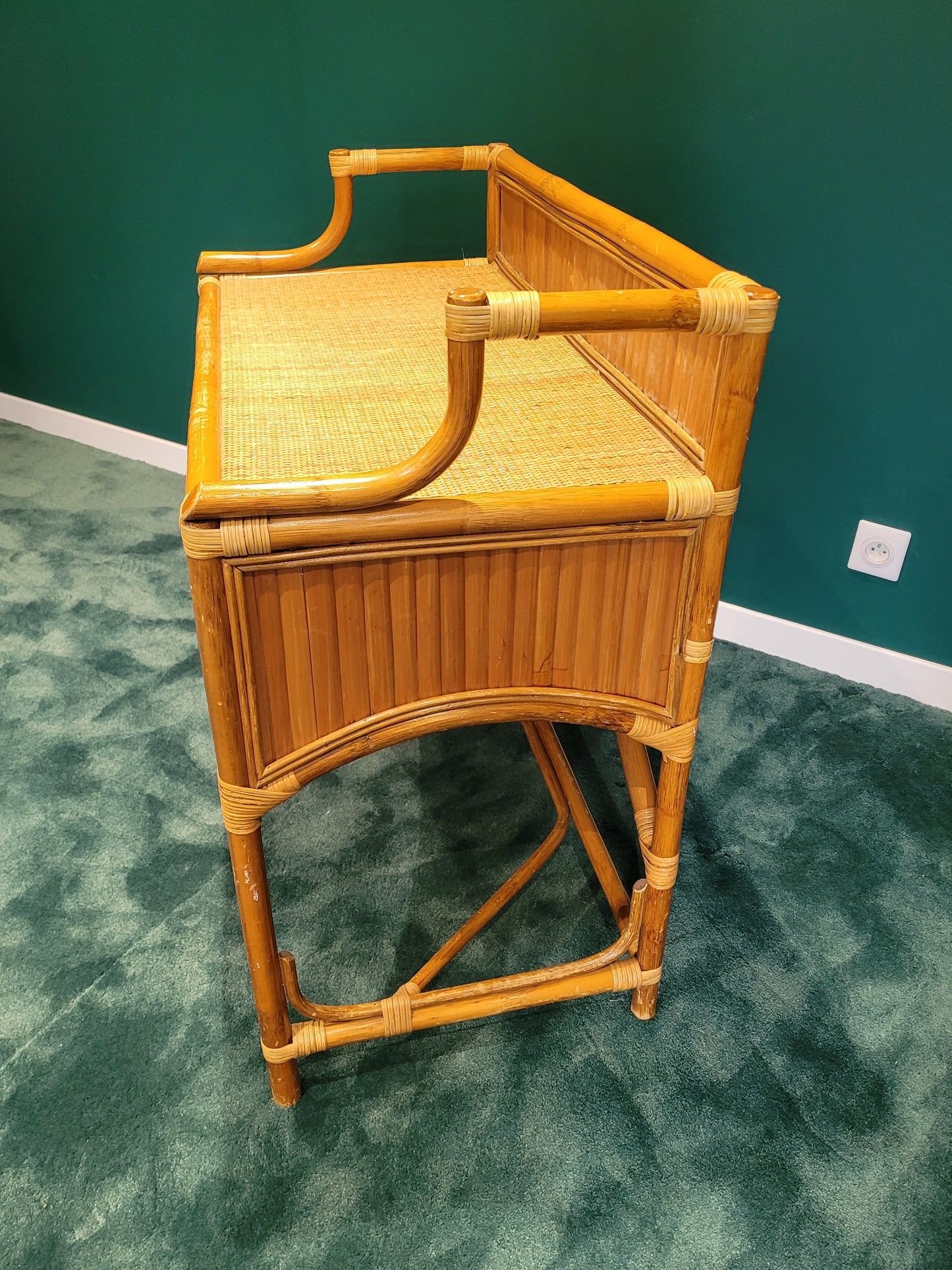 Bureau en bambou et rotin vintage- Ref 870