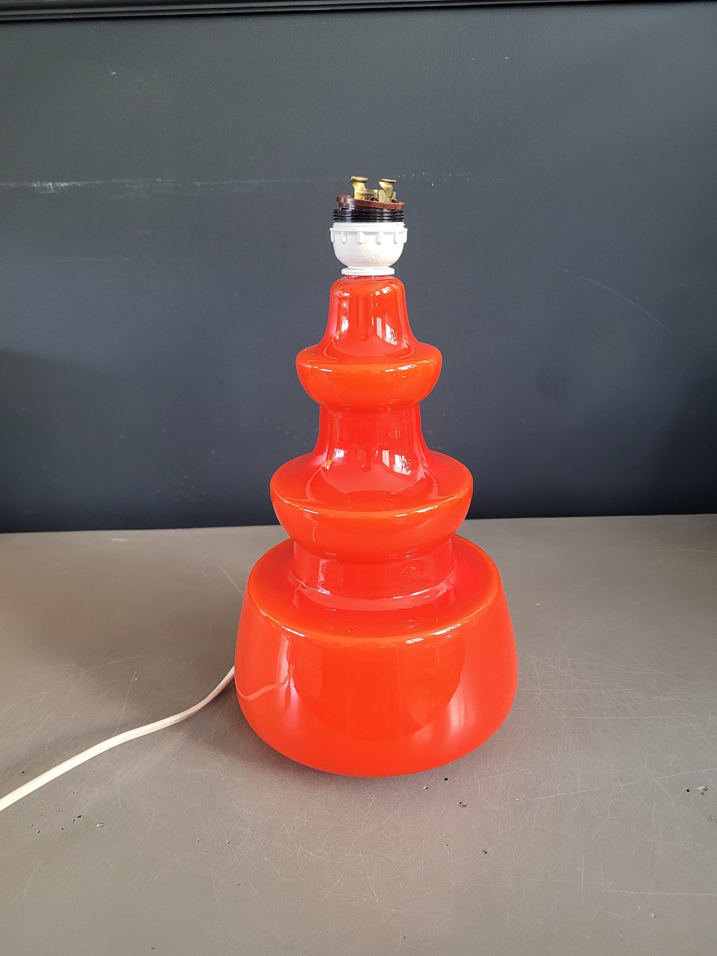 Pied de lampe en verre bicouche orange  - Ref 563