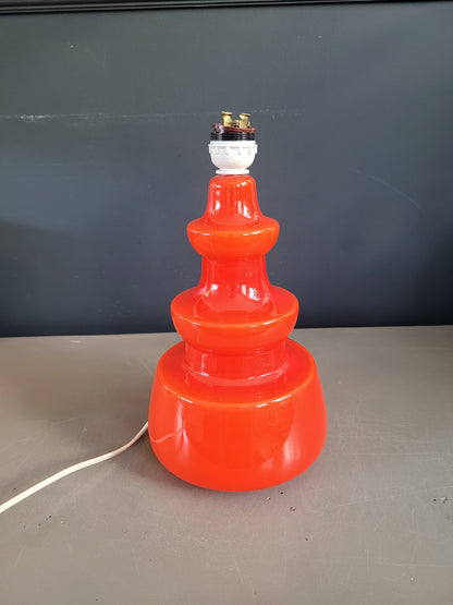 Pied de lampe en verre bicouche orange  - Ref 563
