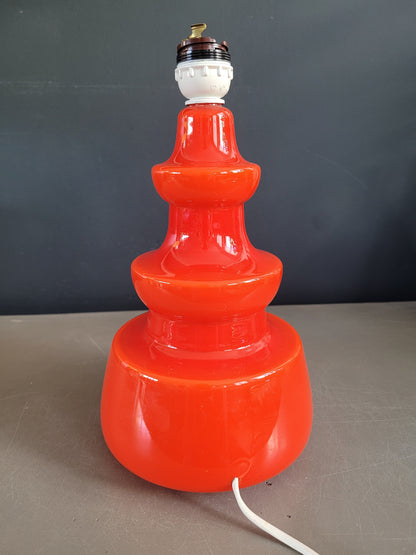 Pied de lampe en verre bicouche orange  - Ref 563