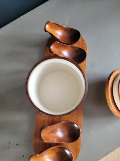 Pot à tabac et porte-pipes vintage en bois - Ref 797