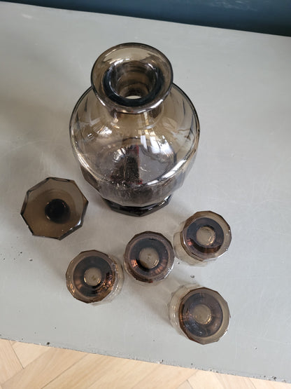 Service à liqueur en verre fumé - Ref 643