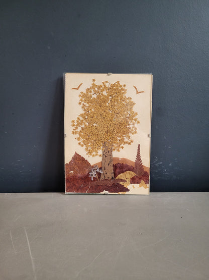 Composition florale sous verre, fleurs séchées - Ref 611