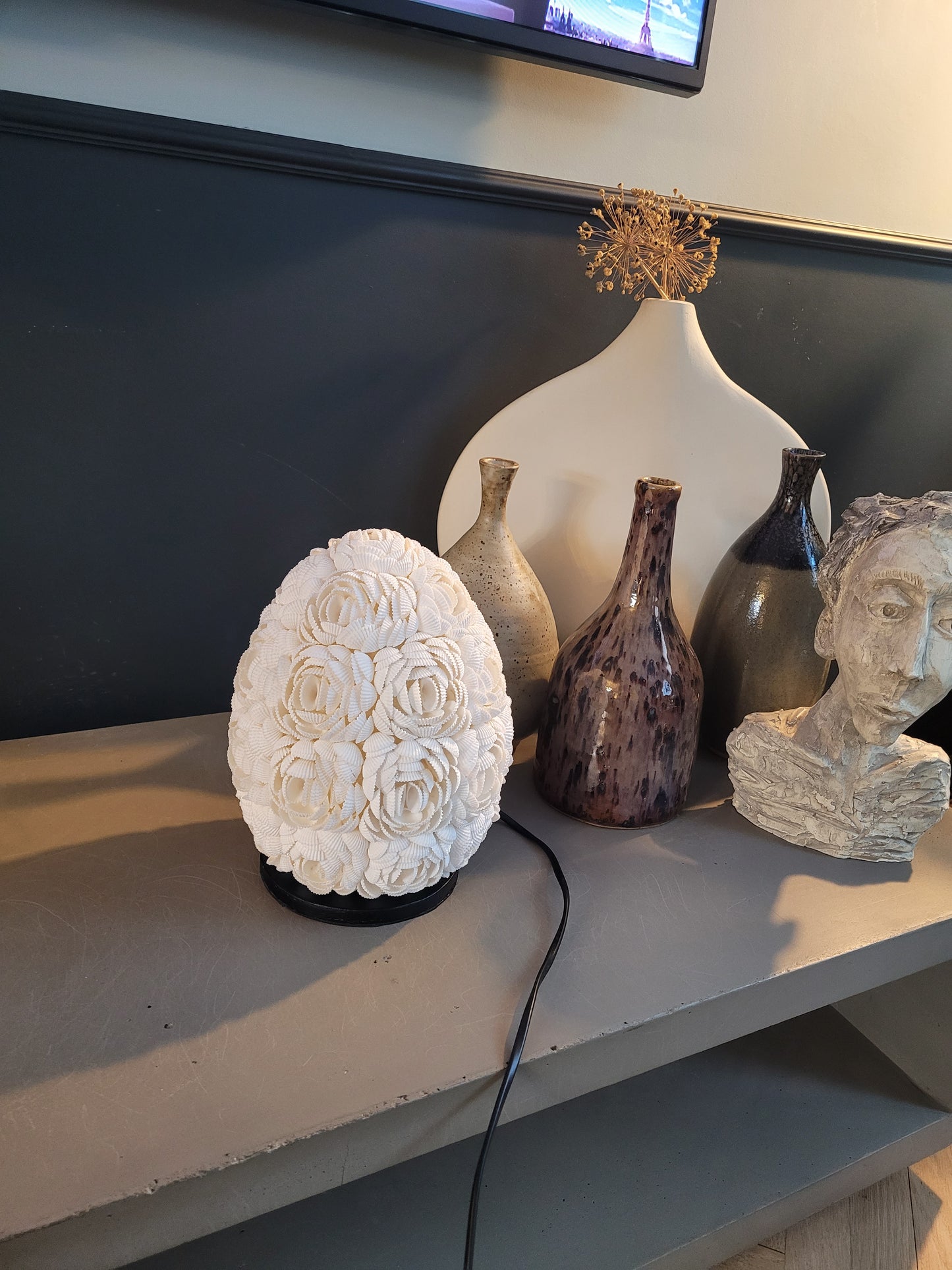 Lampe à poser coquillage ovale - Ref 475