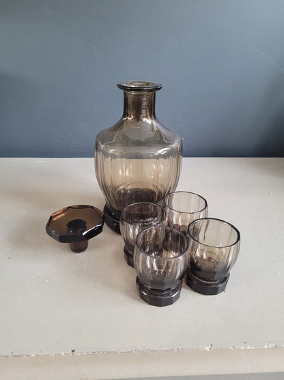 Service à liqueur en verre fumé - Ref 643