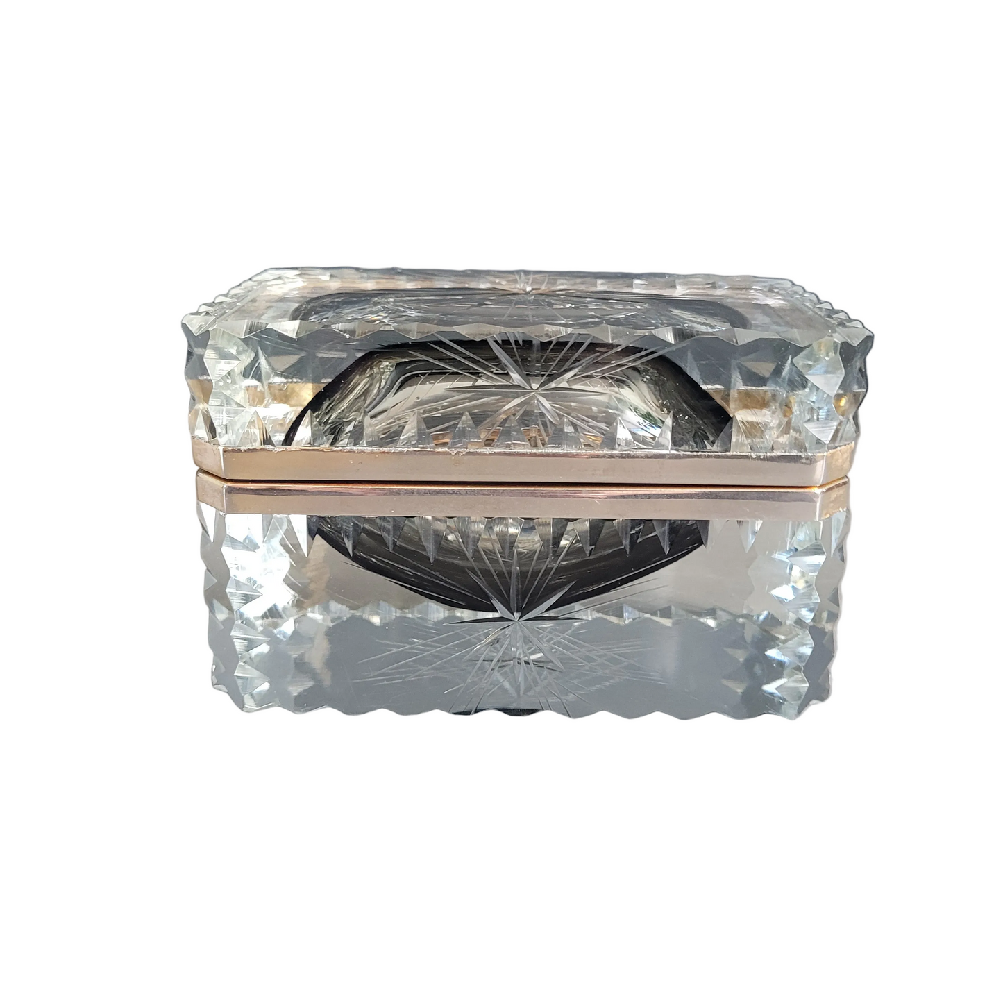 Boîte à bijoux ancienne en verre ciselé- Ref 897