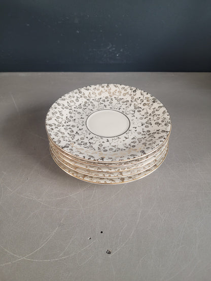 5 soucoupes Mayer Wiesau en porcelaine de Bavière motif doré - Ref 841