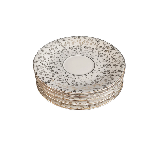 5 soucoupes Mayer Wiesau en porcelaine de Bavière motif doré - Ref 841