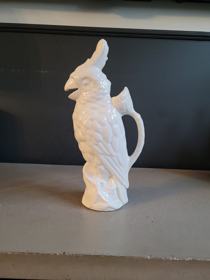Carafe perroquet St Clément porcelaine blanche - Ref 416