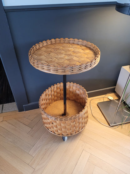 Desserte ronde en rotin et bois - Ref 580