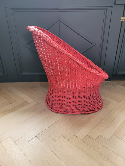 Fauteuil enfant en rotin rouge - Ref 756