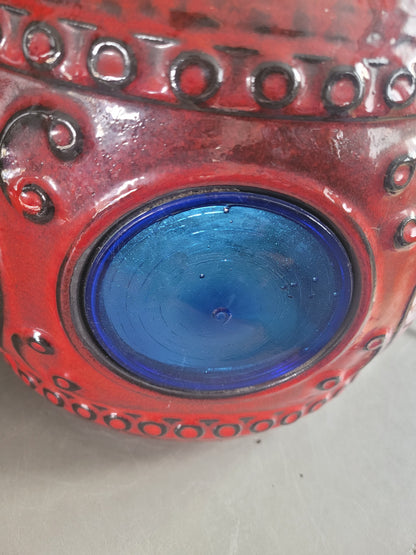 Grand pied de lampe West Germany double éclairage en céramique - Ref 833