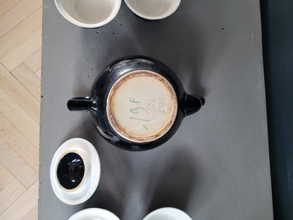 Service à café ancien en céramique noir et blanc - Ref 825