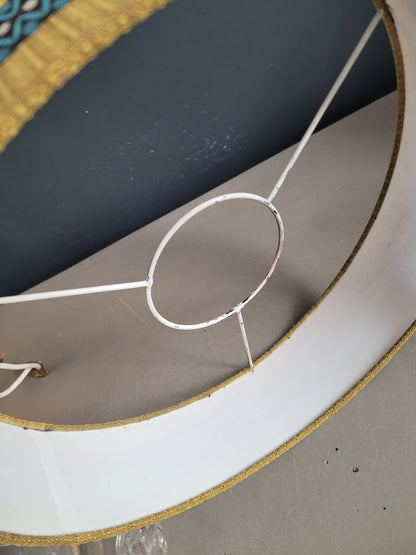 Suspension vintage globe en verre moulé et abat-jour- ref 619