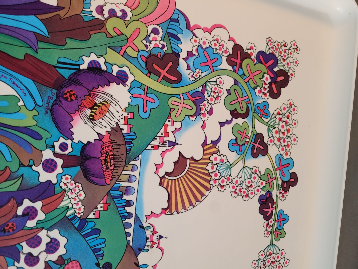 Plateau des années 70 illustré par Jean-Paul Barthe pour Tupperware - Ref 652