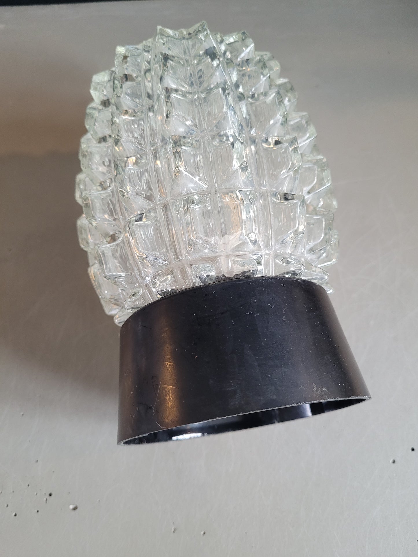 Applique vintage en verre moulé - Plafonnier - Ref 290