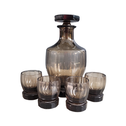 Service à liqueur en verre fumé - Ref 643