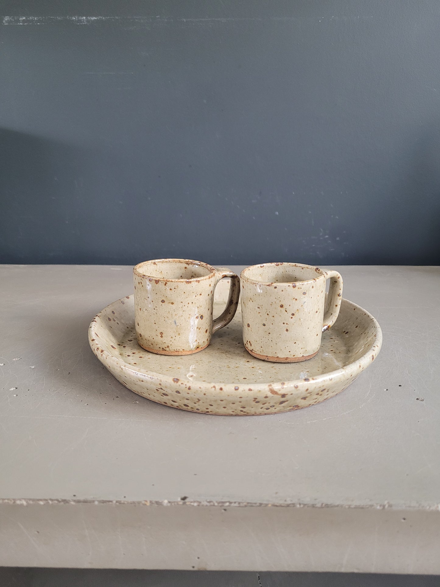 Ensemble tasses + assiette en Grès Migeon La Borne - Ref 409