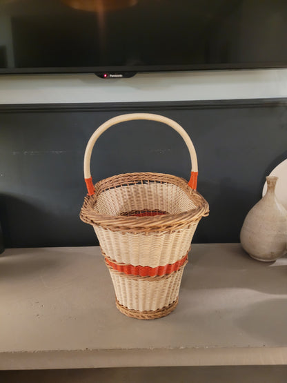 Panier ancien ovale fond bois - Ref 784