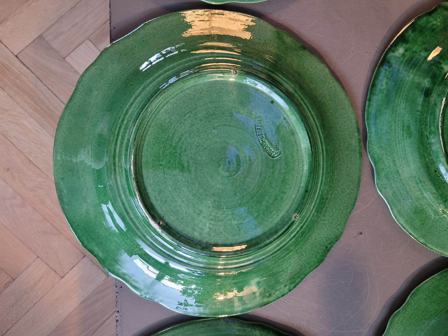 Serie d'assiettes Vallauris vertes - Ref 478