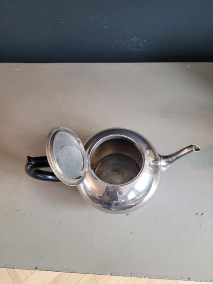 Théière ancienne en étain et poignée bois - Ref 686