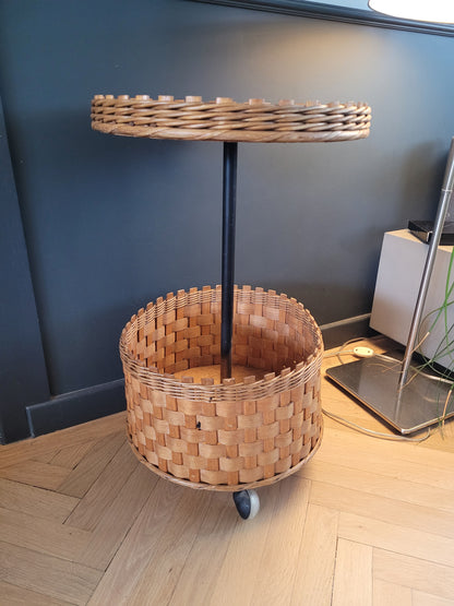 Desserte ronde en rotin et bois - Ref 580