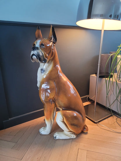 Chien Boxer décoratif en résine - 974
