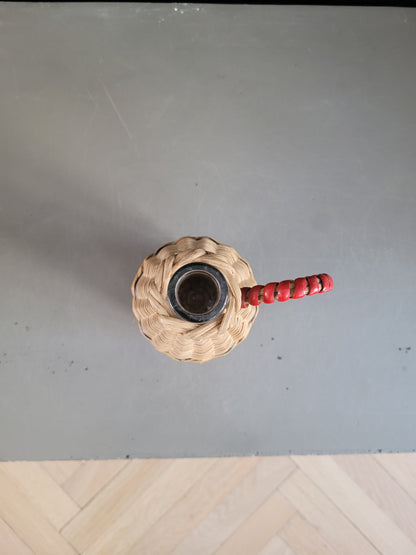 Bouteille carafe en osier vintage - Ref 762