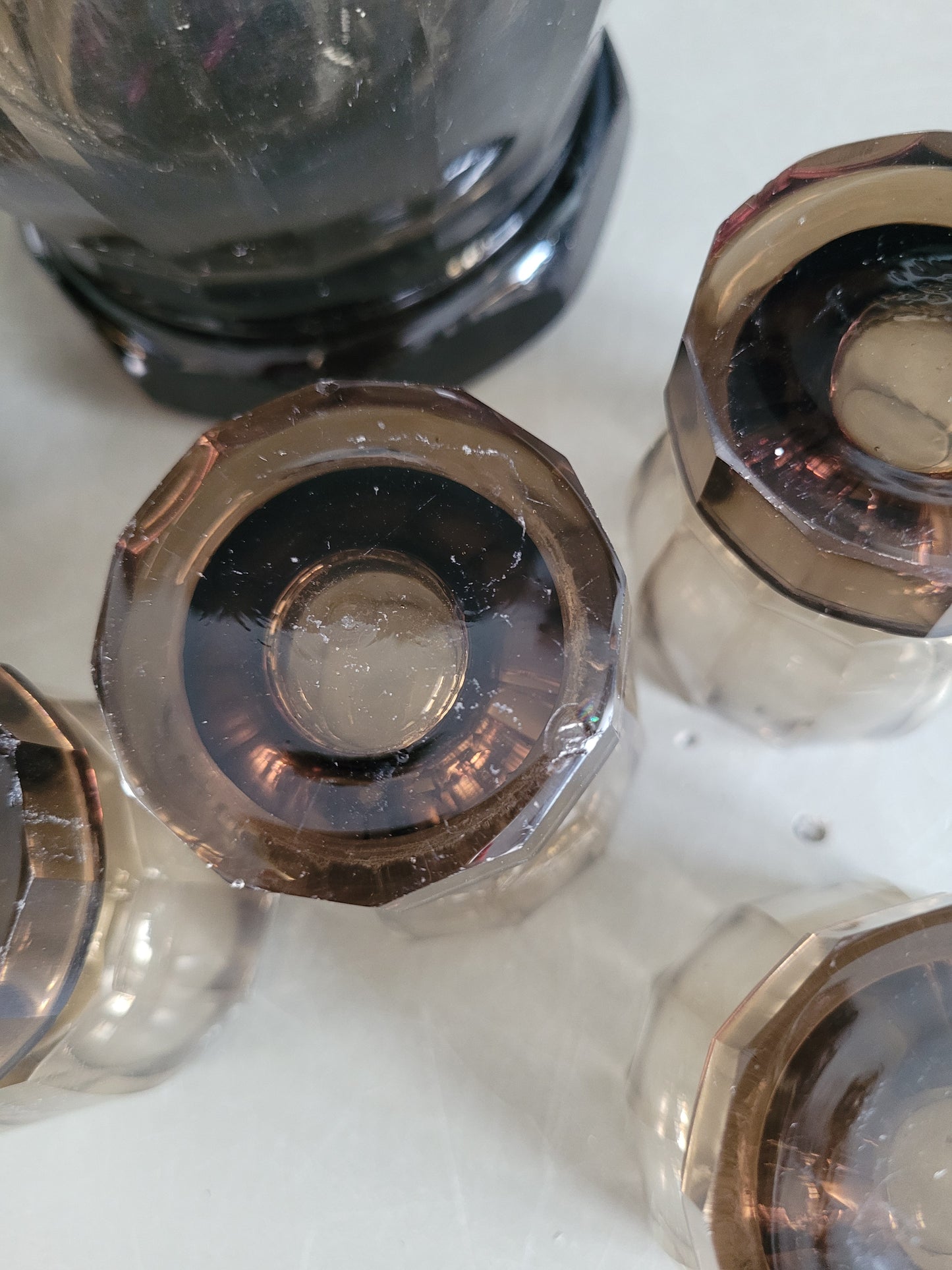 Service à liqueur en verre fumé - Ref 643