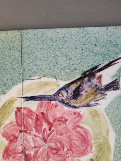 Décor en faïence signé SD - 8 carreaux - REF 745