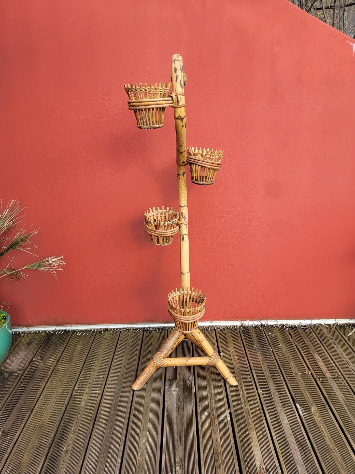 Porte-plantes serpent en bambou vintage - Ref 859