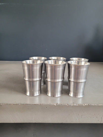 Lot de 6 gobelets Baehler en étain fin - Ref 504