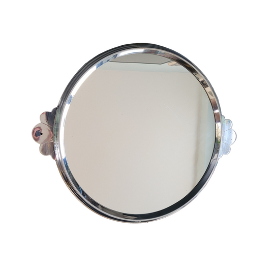Plateau miroir en métal argenté vintage - Ref 693