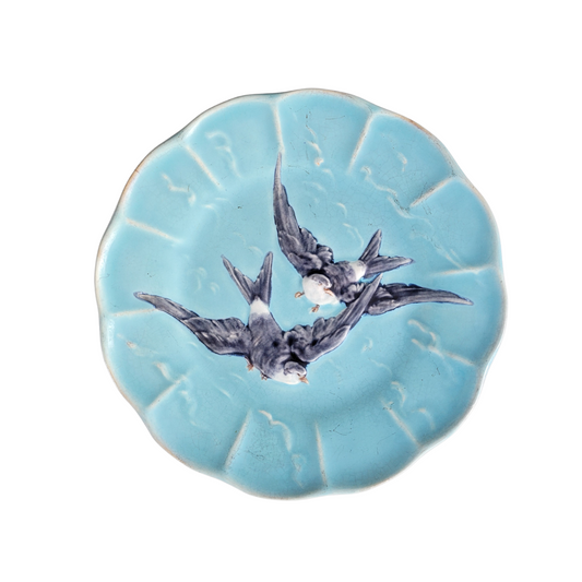 Assiette Sarreguemines en barbotine hirondelles - Ref 876