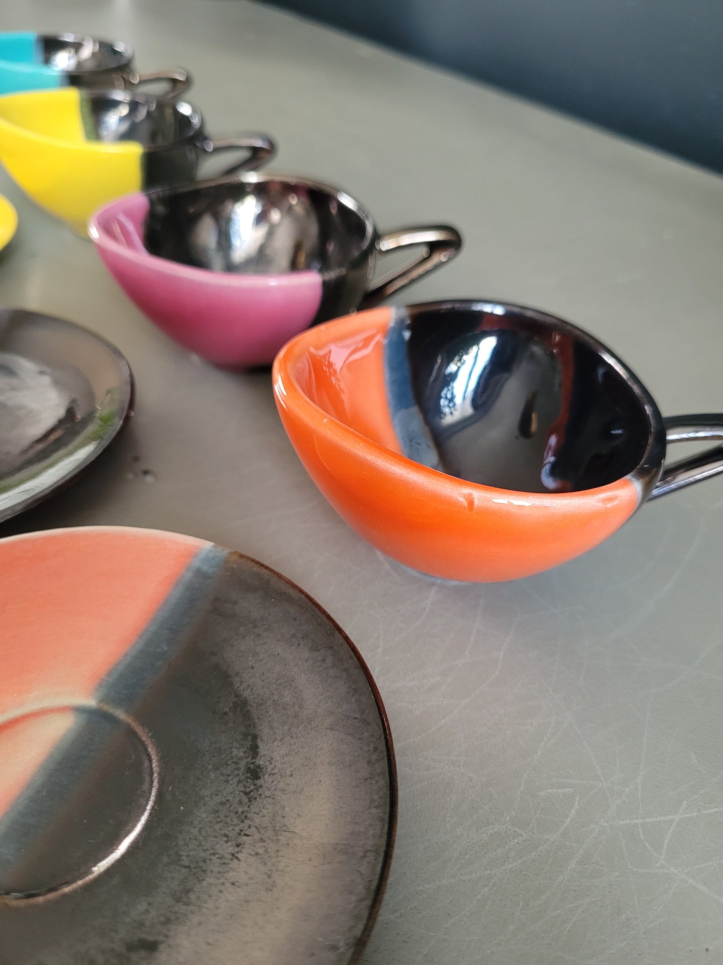 Lot de 4 tasses à café Vallauris avec soucoupes - Ref 386