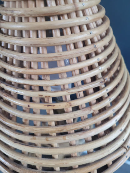 Lampe à poser vintage en bambou et rotin - Ref 780