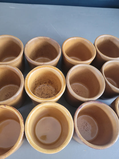 Lot de 12 gobelets en céramique moutarde - Ref 966