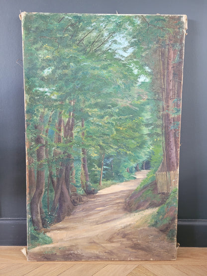 Tableau paysage ancien huile sur toile - Ref 357