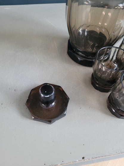 Service à liqueur en verre fumé - Ref 643