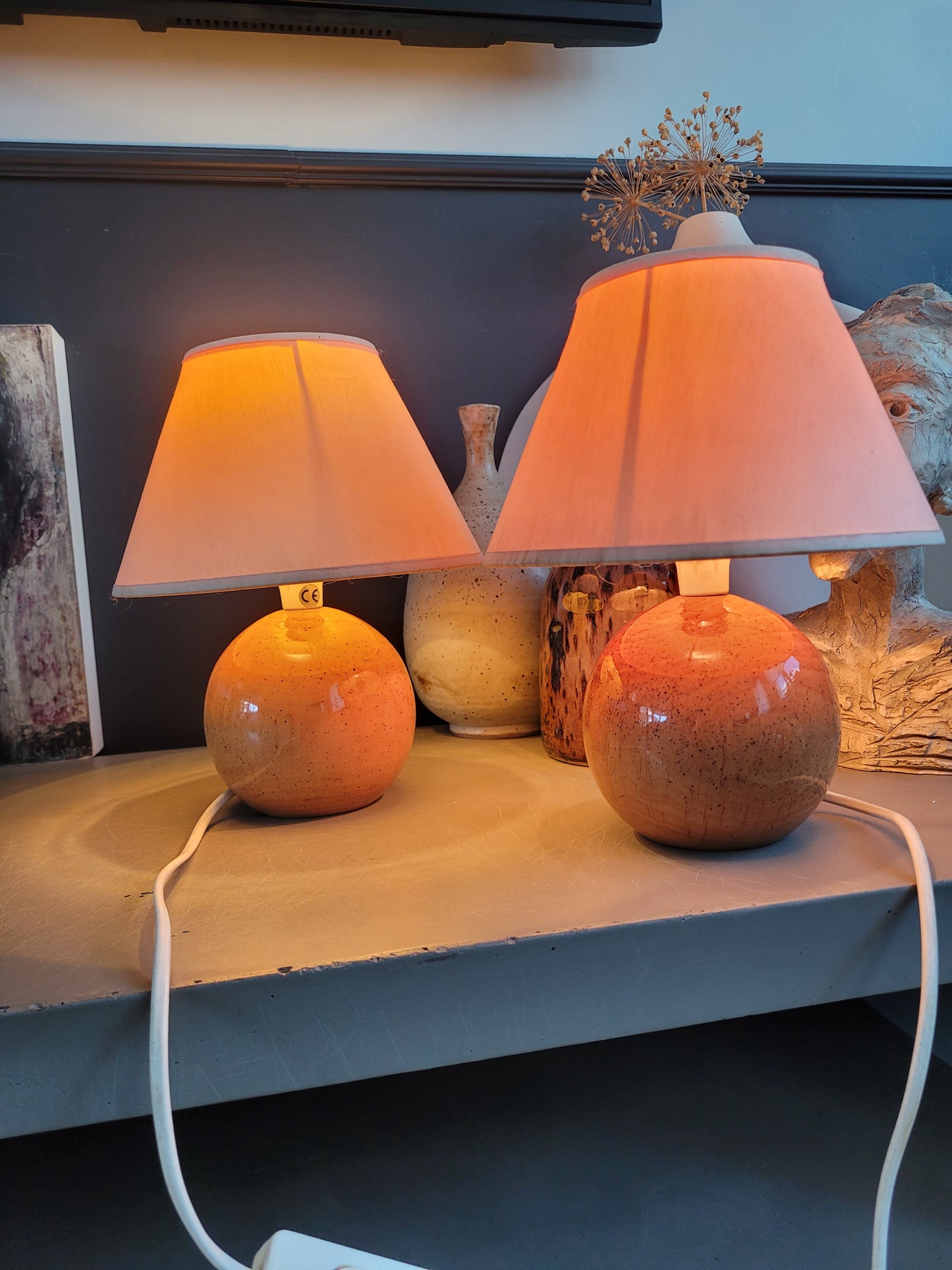 Paire de lampes de chevet pied boule - Ref 1092