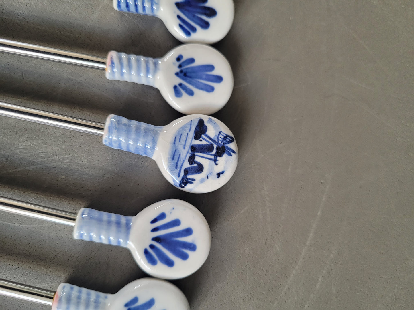 6 piques à fondue en porcelaine de Delft peints à la main - 852
