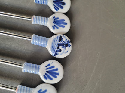 6 piques à fondue en porcelaine de Delft peints à la main - 852
