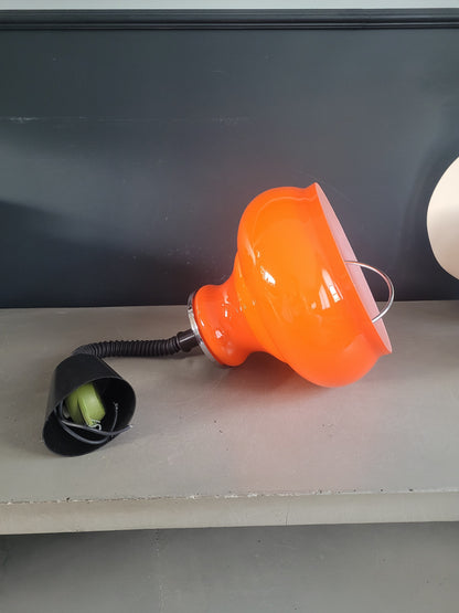 Suspension vintage en verre orange avec système monte et baisse - Ref 968