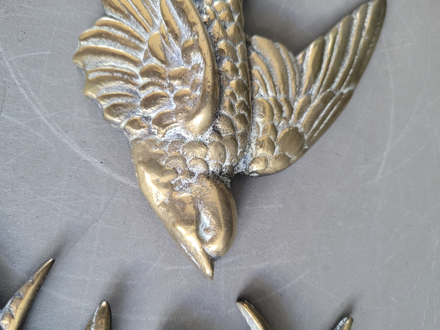 Envolée d'hirondelles anciennes en laiton massif - Ref 850