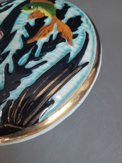 Bonbonnière en porcelaine motifs poisson - Ref 396