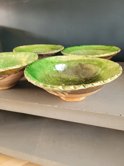 Saladier en terre cuite émaillée vert - Ref 791