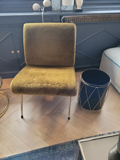 Corbeille à papier en tôle laquée et laiton - Ref 772