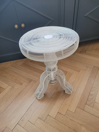 Bout de canapé en fil métallique laqué blanc - Ref 765