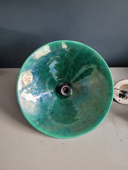 Suspension à poulies en céramique émaillée verte - Ref 641